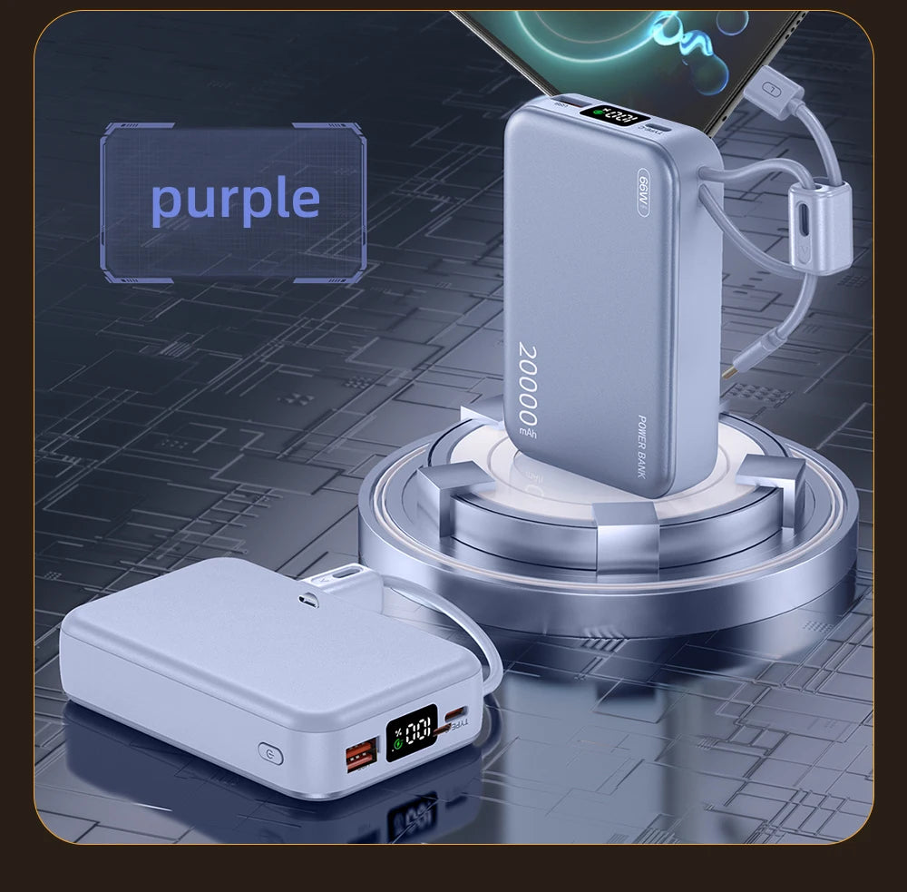 20000Mah 66W Fast Charge Power Bank CCC Certification with Cable for Samsung and Iphone